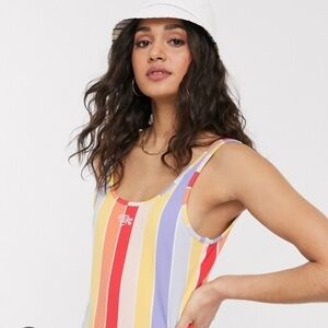 NWOT | Nike Rainbow Stripe Logo Tank Bodysuit | Size Small | Multicolored